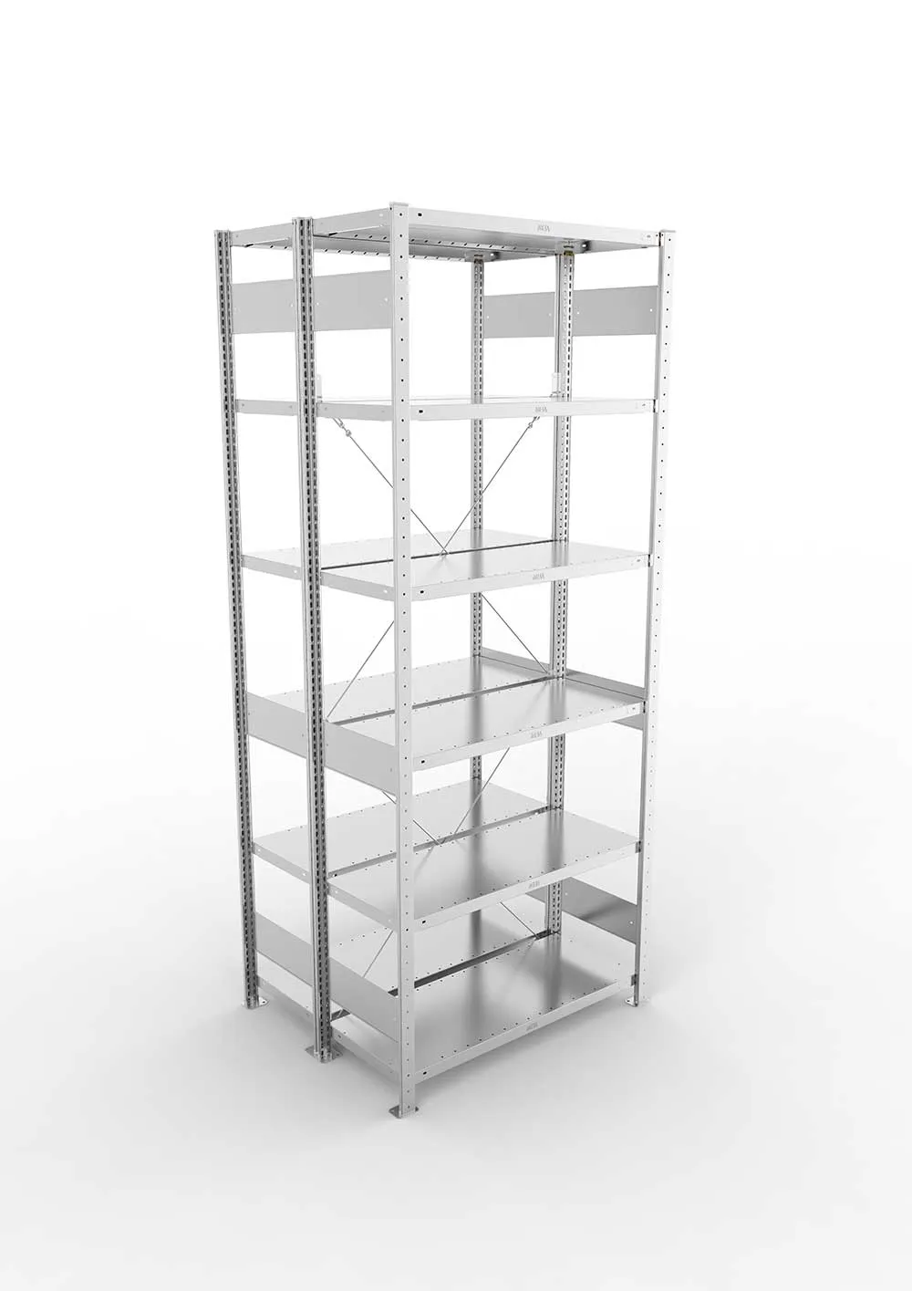 Metallregal Pro-Max Stecksystem Doppelgrundregal – 250×100×40 cm, 230 kg, verzinkt