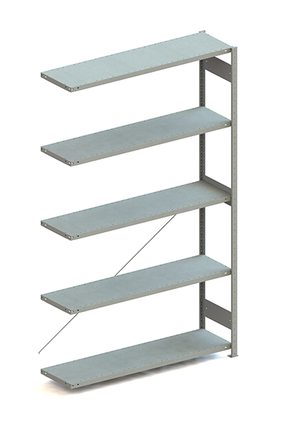 Metallregal Pro-Max Stecksystem Anbauregal – 250×150×40 cm, 200 kg, verzinkt, 5 Böden