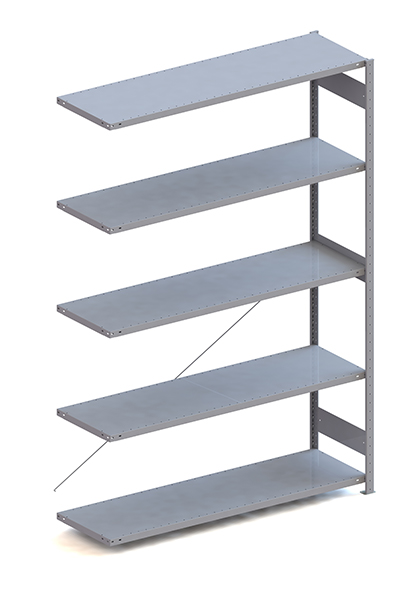 Metallregal Pro-Max Stecksystem Anbauregal – 250×170×50 cm, 200 kg, RAL 7035, 5 Böden