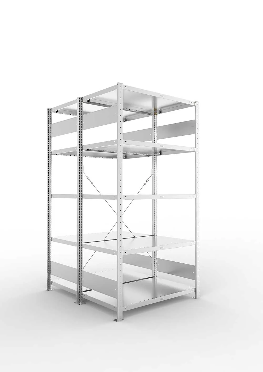 Metallregal Pro-Flex Stecksystem Doppelgrundregal – 200×100×60 cm, 230 kg, verzinkt