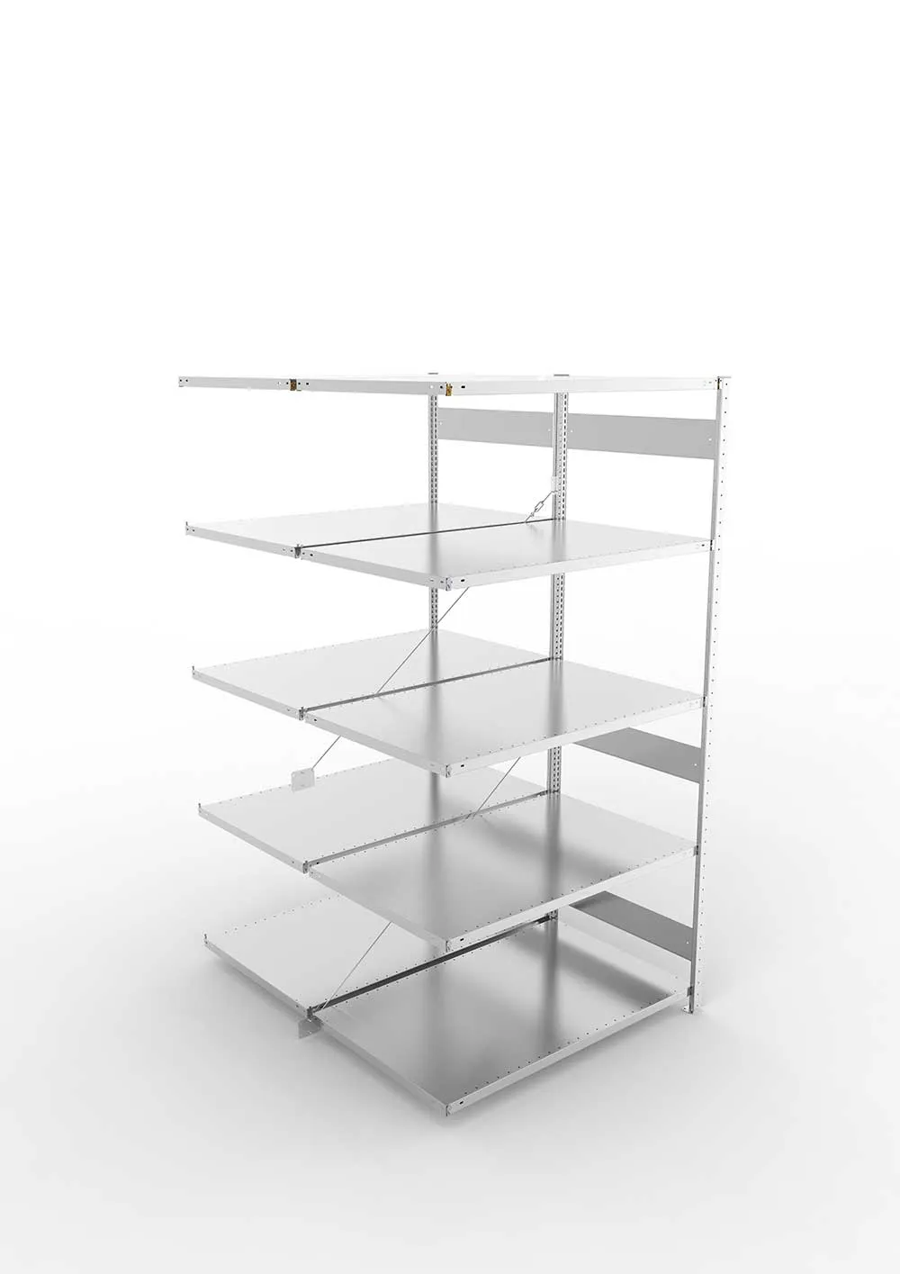 Metallregal Pro-Max Stecksystem Doppelanbauregal – 300×130×80 cm, 230 kg, verzinkt