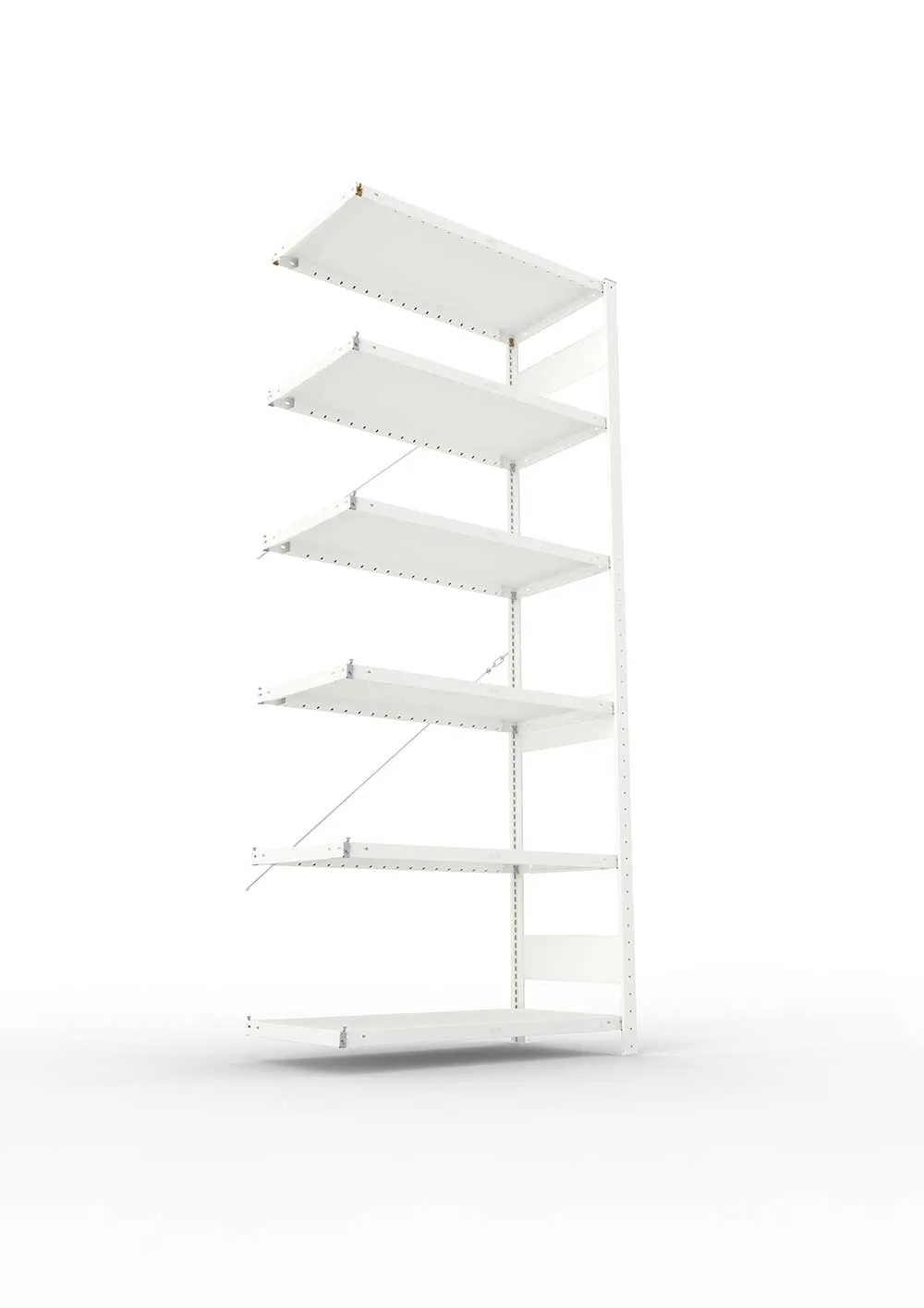 Metallregal Pro-Max Stecksystem Anbauregal – 250×100×50 cm, 230 kg, RAL 7035, 6 Böden