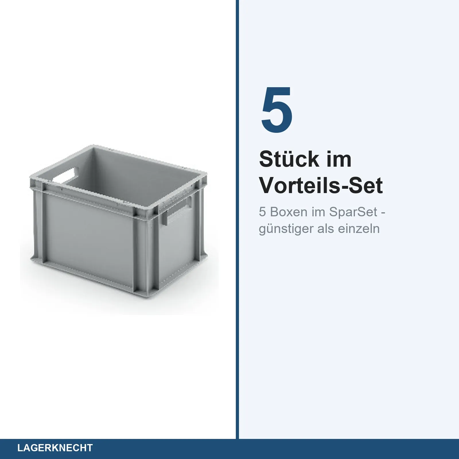 5x Eurobox 40x30x23 cm - UNISTA, Griffe offen