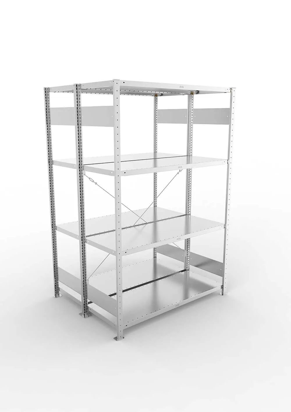 Metallregal Pro-Flex Stecksystem Doppelgrundregal – 200×130×50 cm, 230 kg, verzinkt