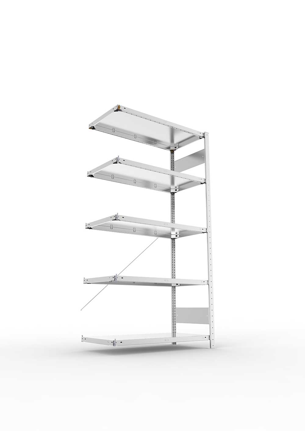 Metallregal Pro-Max Stecksystem Anbauregal – 200×100×50 cm, 150 kg, verzinkt, 5 Böden