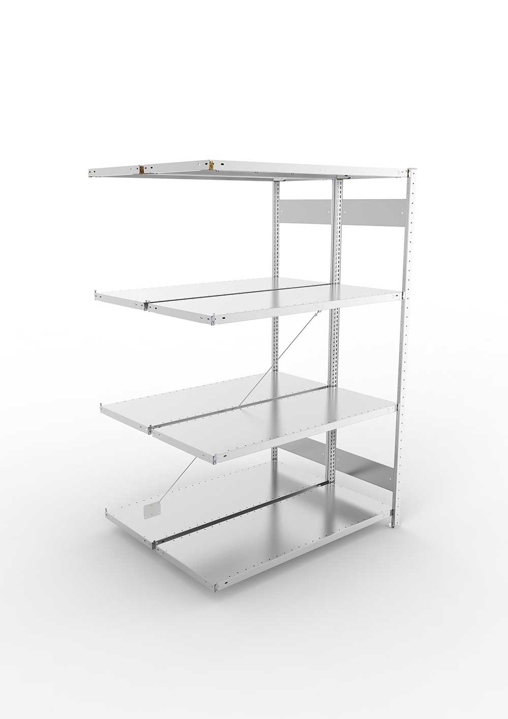Metallregal Pro-Max Stecksystem Doppelanbauregal – 200×130×50 cm, 230 kg, verzinkt