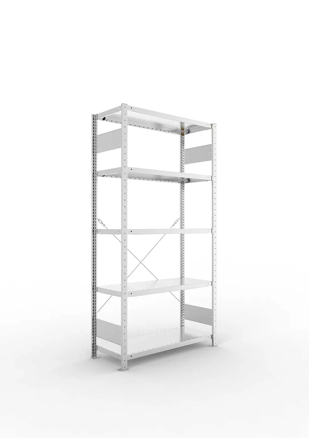 Kellerregal Pro-Flex Stecksystem Grundregal – 200×100×40 cm, 230 kg, verzinkt, 5 Böden