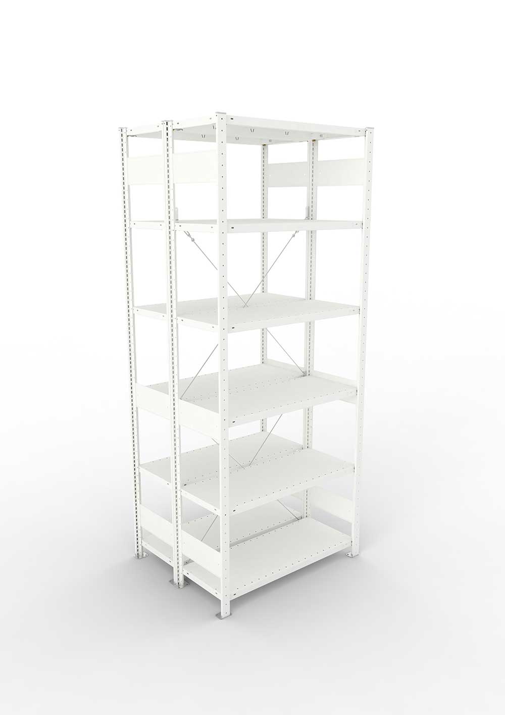 Metallregal Pro-Max Stecksystem Doppelgrundregal – 250×100×40 cm, 150 kg, RAL 7035