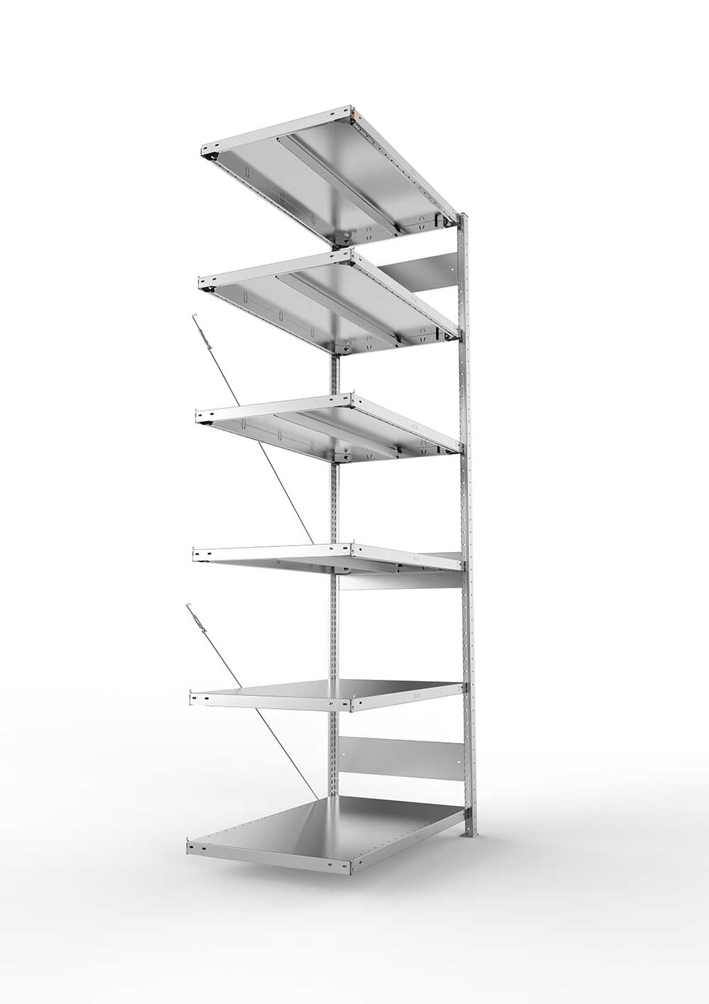 Metallregal Pro-Max Stecksystem Anbauregal – 250×100×60 cm, 330 kg, verzinkt, 6 Böden