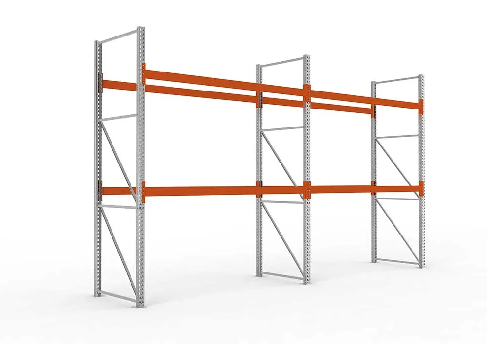 Palettenregal Grundmodul – 330×566×110 cm, bis 800 kg, 3 Ebenen