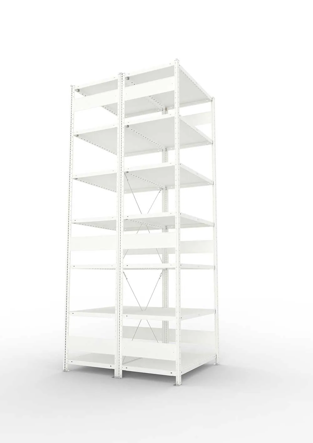 Metallregal Pro-Max Stecksystem Doppelgrundregal – 300×100×60 cm, 230 kg, RAL 7035