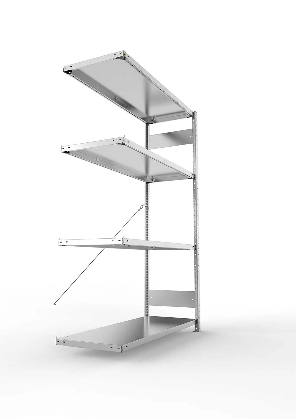 Metallregal Pro-Max Stecksystem Anbauregal – 200×130×50 cm, 230 kg, verzinkt, 4 Böden