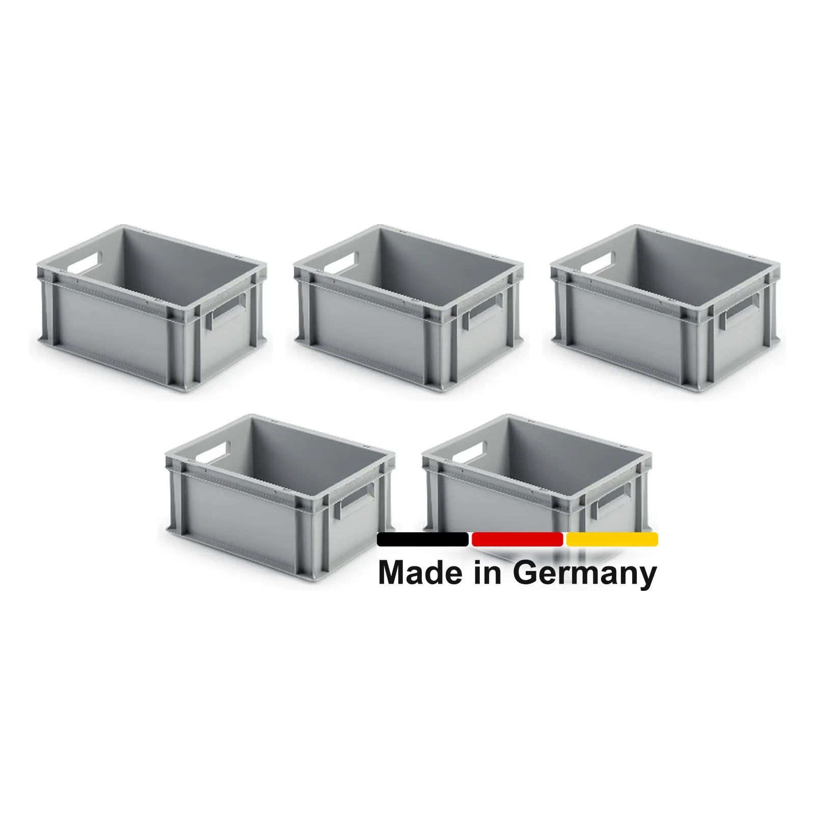 5x Eurobox 40x30x17 cm - UNISTA, Griffe offen