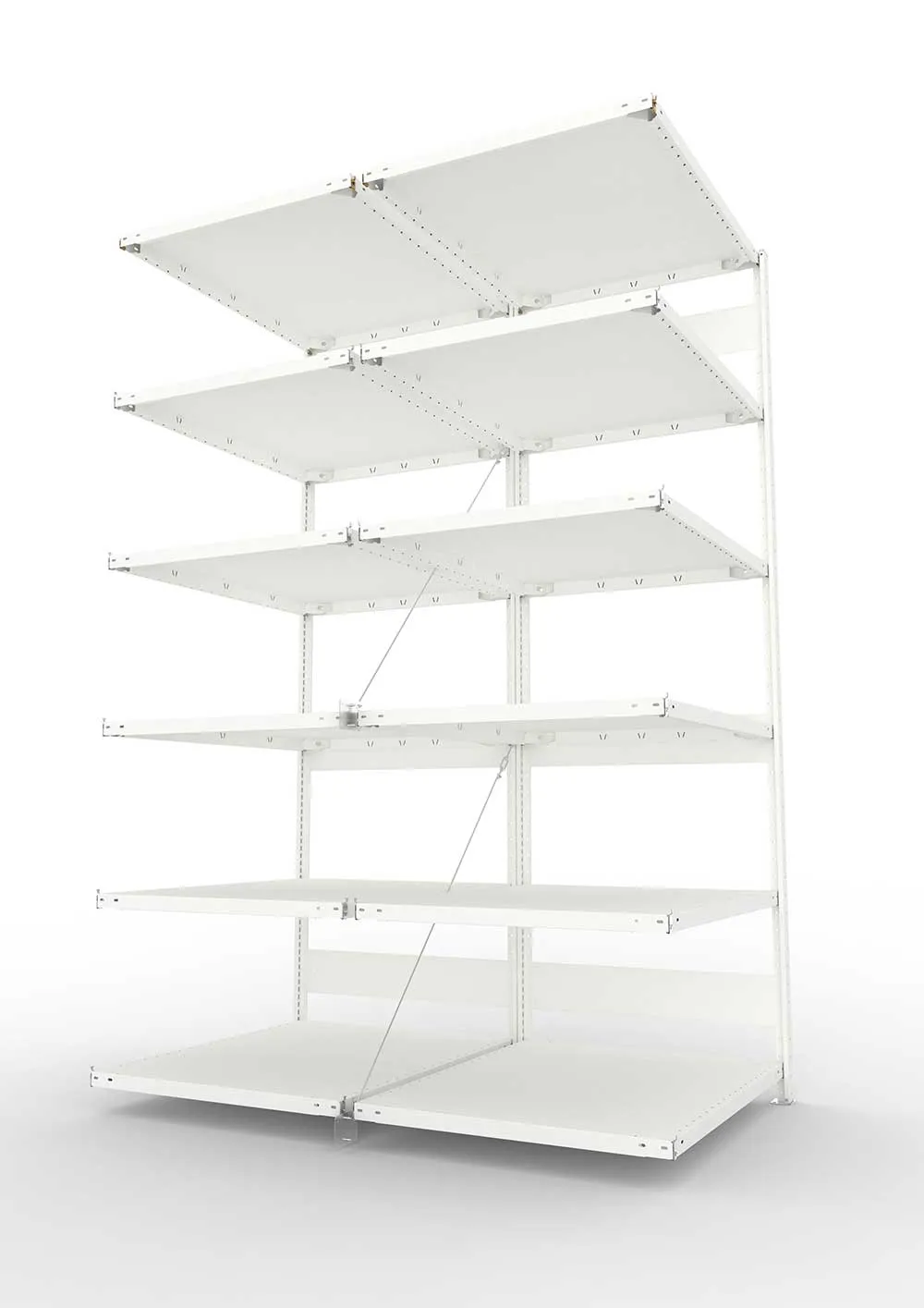 Metallregal Pro-Max Stecksystem Doppelanbauregal – 250×100×80 cm, 230 kg, RAL 7035