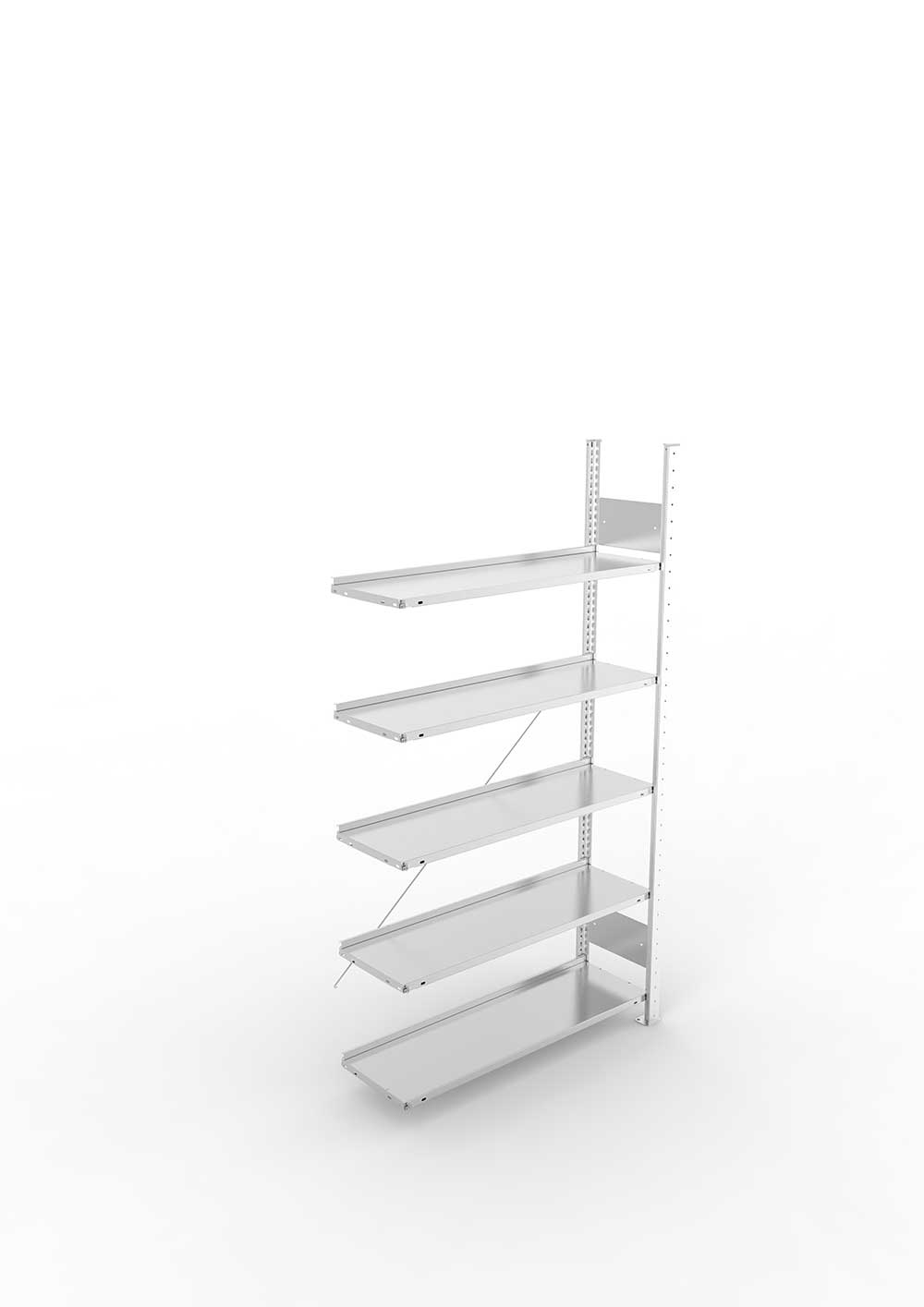 Büroregal Aktenregal als Steckregal AR 1850 x 1000 x 300 vzk kpl. mit 5 Böden ohne Abdeckboden - einseitig – detaillierte Produktabbildung