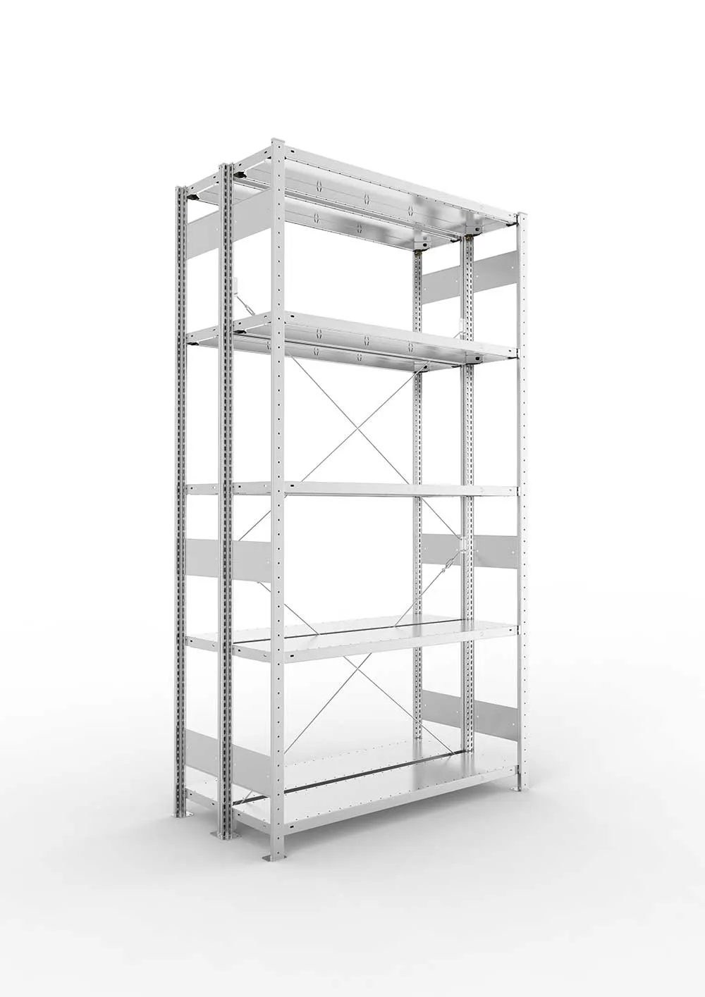 Metallregal Pro-Max Stecksystem Doppelgrundregal – 250×130×30 cm, 230 kg, verzinkt