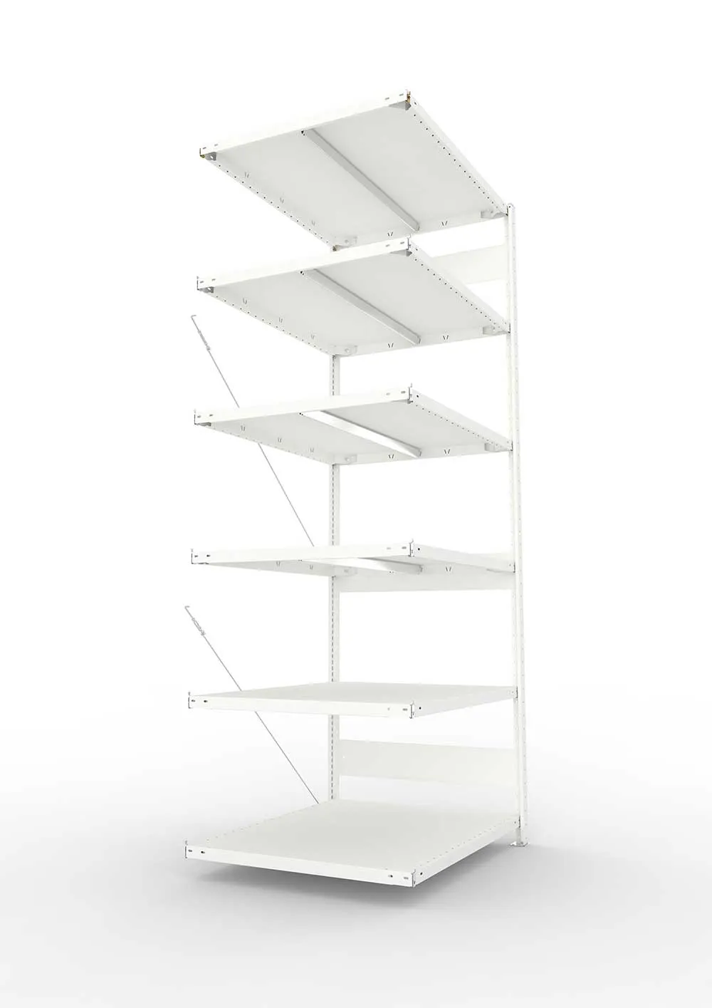 Metallregal Pro-Max Stecksystem Anbauregal – 250×100×80 cm, 330 kg, RAL 7035, 6 Böden