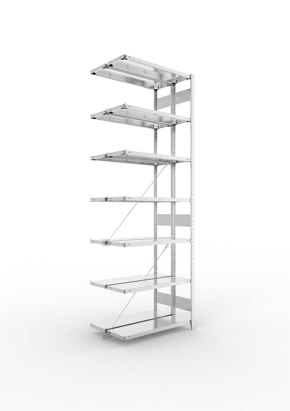 Metallregal Pro-Max Stecksystem Doppelanbauregal – 300×100×30 cm, 150 kg, verzinkt