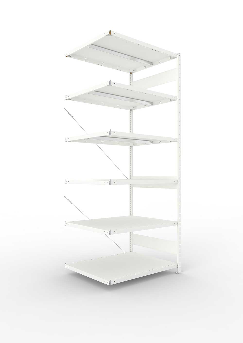 Metallregal Pro-Max Stecksystem Anbauregal – 250×100×80 cm, 330 kg, RAL 7035, 6 Böden