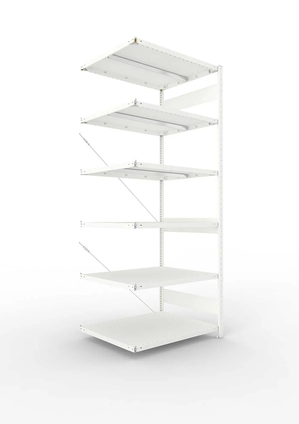 Metallregal Pro-Max Stecksystem Anbauregal – 250×100×80 cm, 330 kg, RAL 7035, 6 Böden