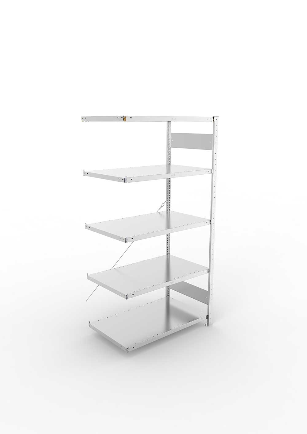 Metallregal Pro-Max Stecksystem Anbauregal – 200×100×60 cm, 150 kg, verzinkt, 5 Böden