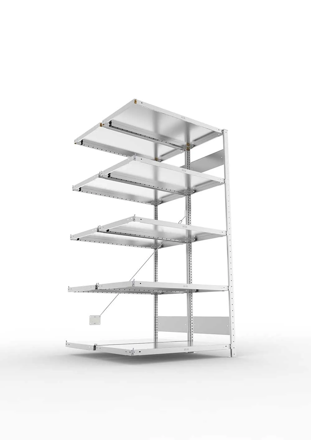 Metallregal Pro-Flex Stecksystem Doppelanbauregal – 200×100×50 cm, 230 kg, verzinkt