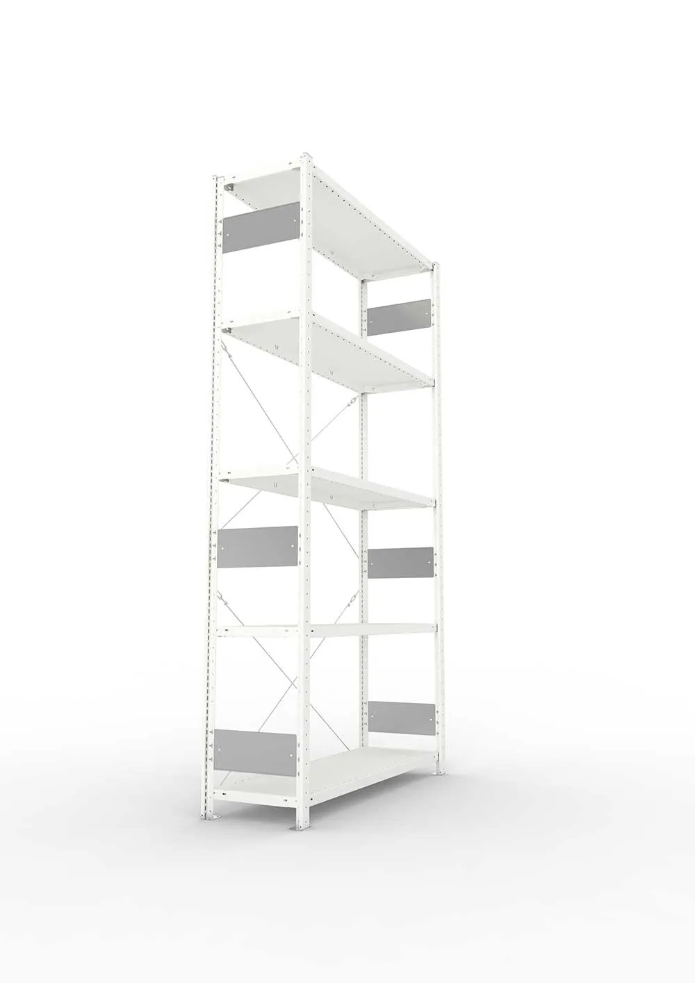 Metallregal Pro-Flex Stecksystem Grundregal – 250×130×40 cm, 230 kg, RAL 7035, 5 Böden