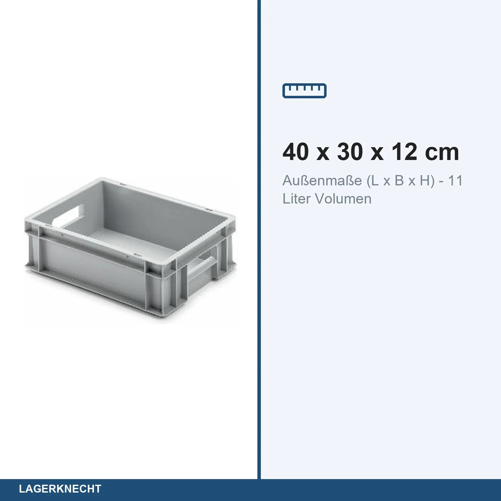 Eurobox 40x30x12 cm mit Scharnierdeckel, UNISTA