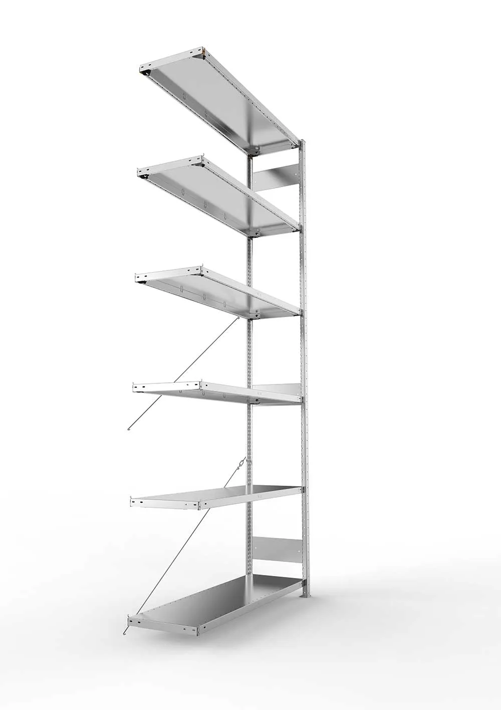 Metallregal Pro-Max Stecksystem Anbauregal – 300×130×40 cm, 230 kg, verzinkt, 6 Böden