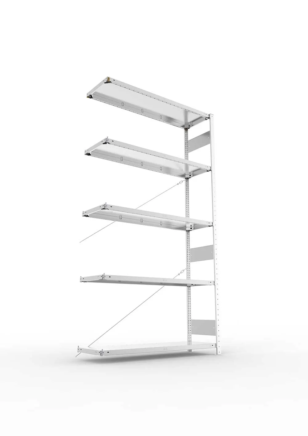 Metallregal Pro-Flex Stecksystem Anbauregal – 250×130×40 cm, 230 kg, verzinkt, 5 Böden