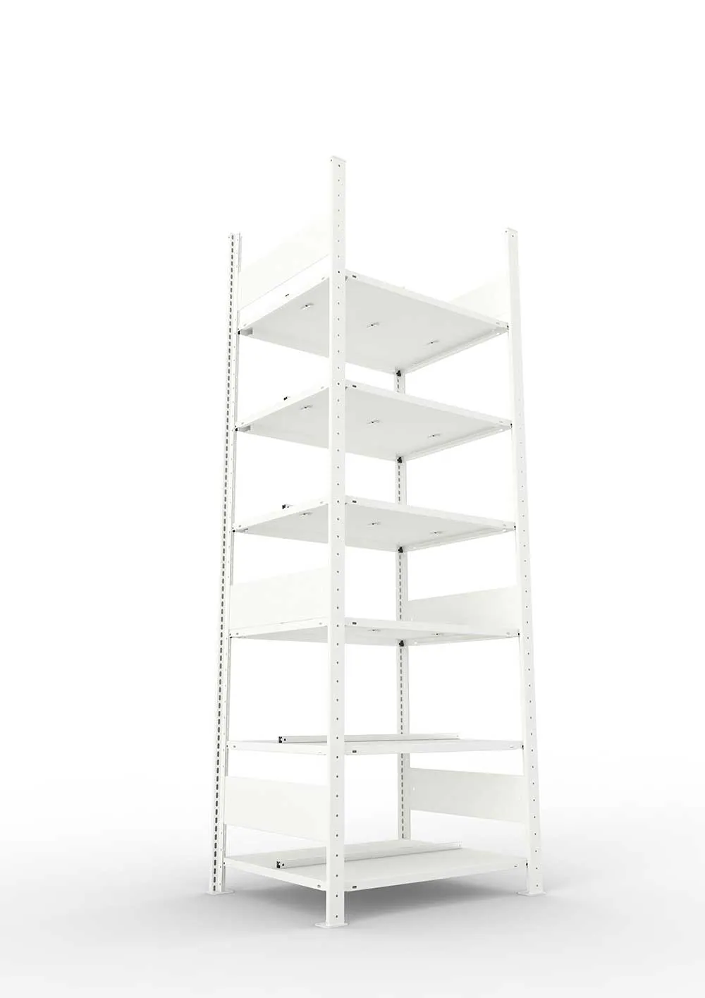 Büroregal Pro-Max Stecksystem Grundregal – 220×75×60 cm, RAL 7035, doppelseitig