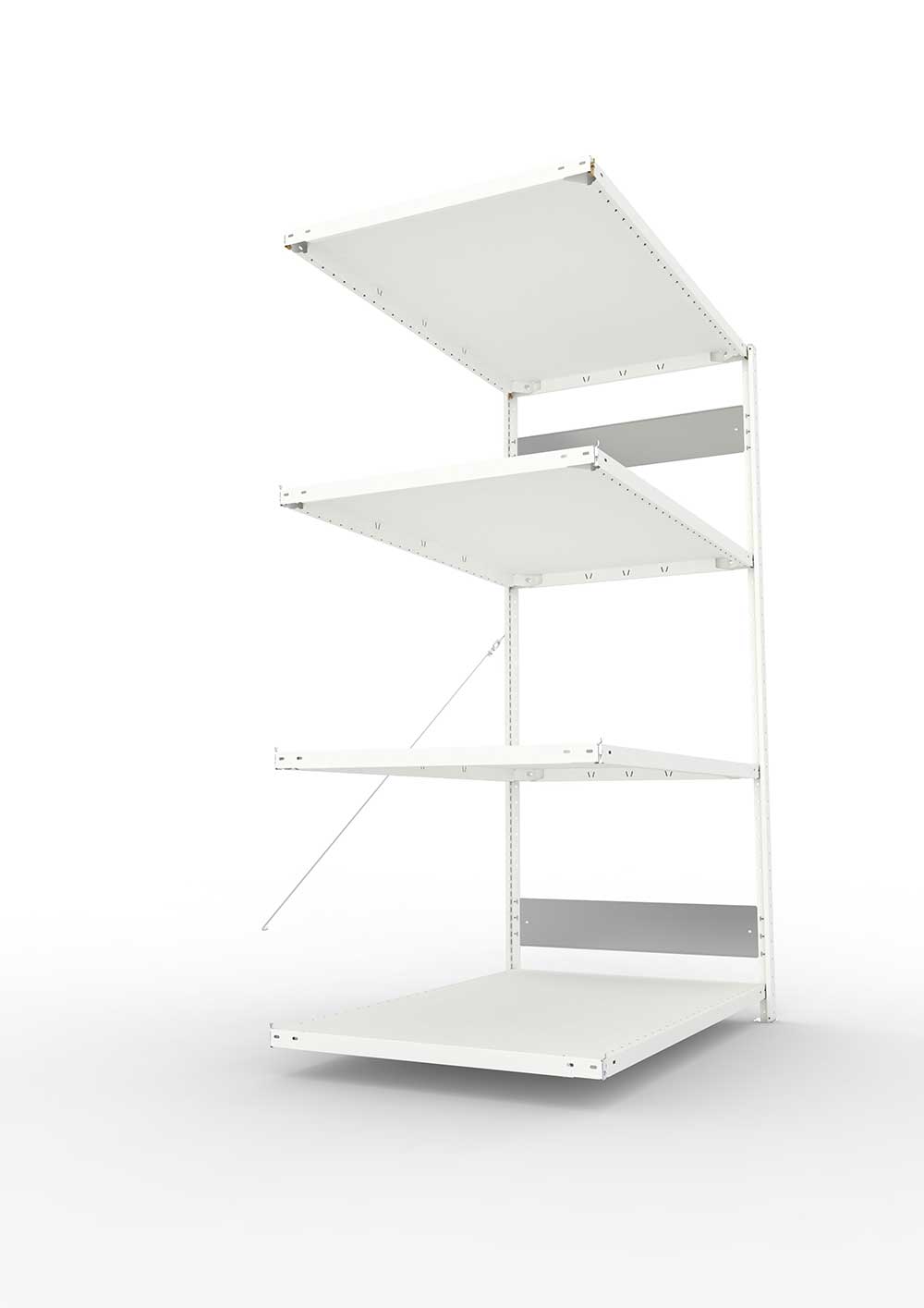 Metallregal Pro-Flex Stecksystem Anbauregal – 200×130×80 cm, 230 kg, RAL 7035, 4 Böden