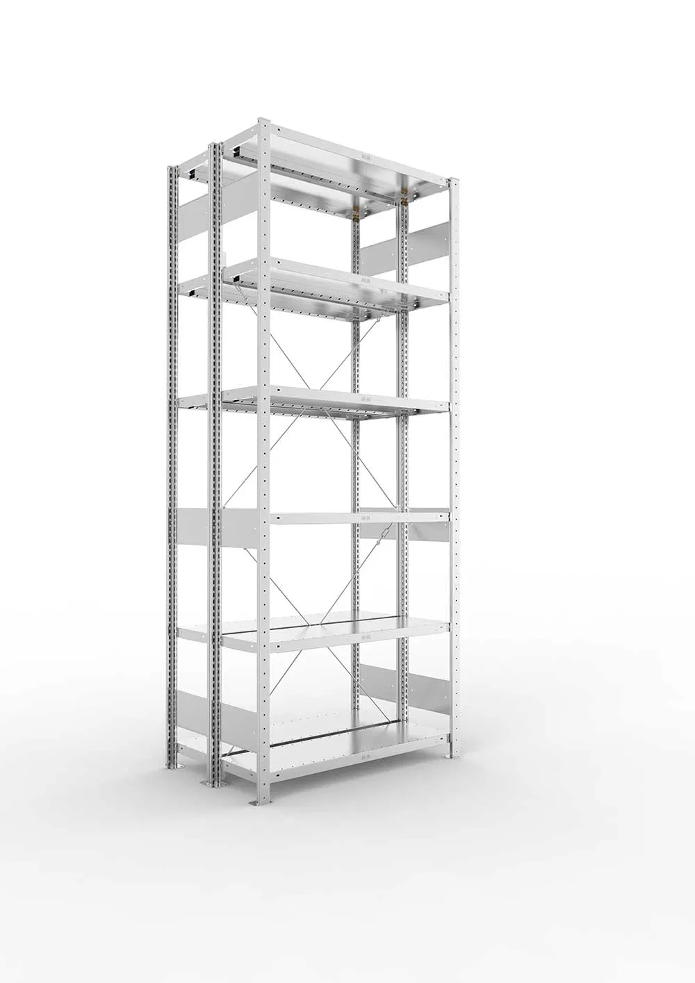 Metallregal Pro-Flex Stecksystem Doppelgrundregal – 250×100×30 cm, 230 kg, verzinkt