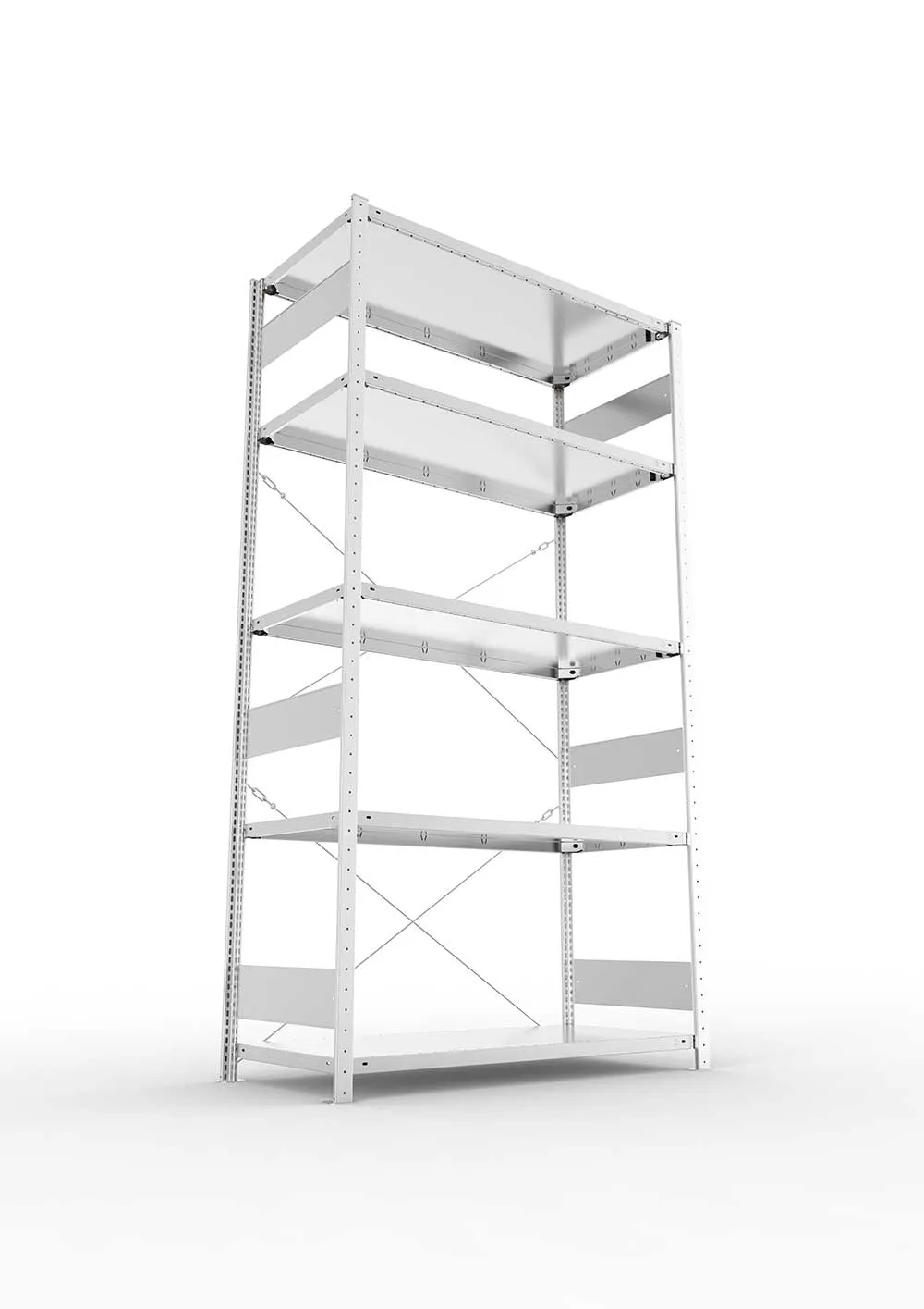 Metallregal Pro-Flex Stecksystem Grundregal – 250×130×60 cm, 230 kg, verzinkt, 5 Böden