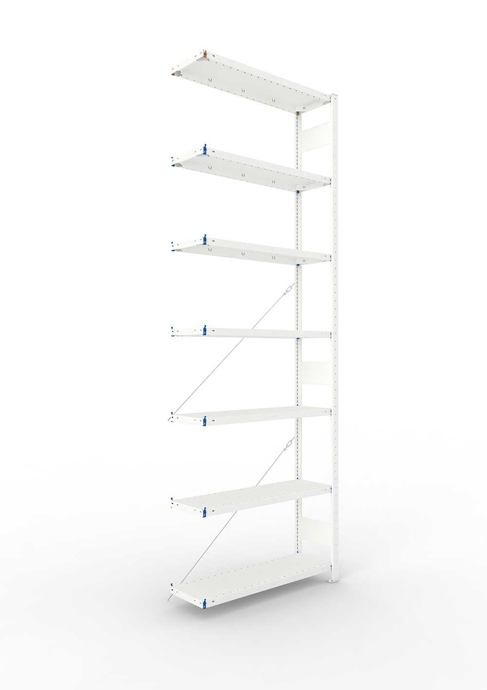 Metallregal Pro-Max Stecksystem Anbauregal – 300×100×30 cm, 150 kg, RAL 7035, 7 Böden