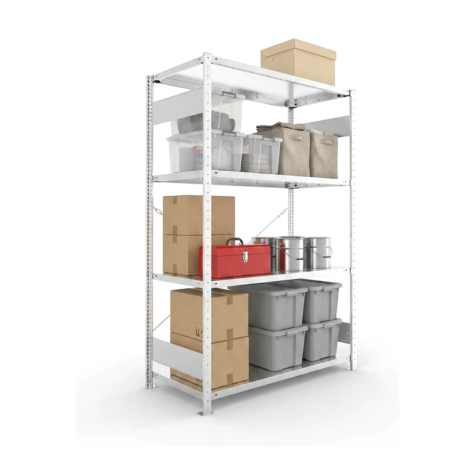 Metallregal Pro-Flex Stecksystem Grundregal – 200×130×60 cm, 230 kg, verzinkt, 4 Böden