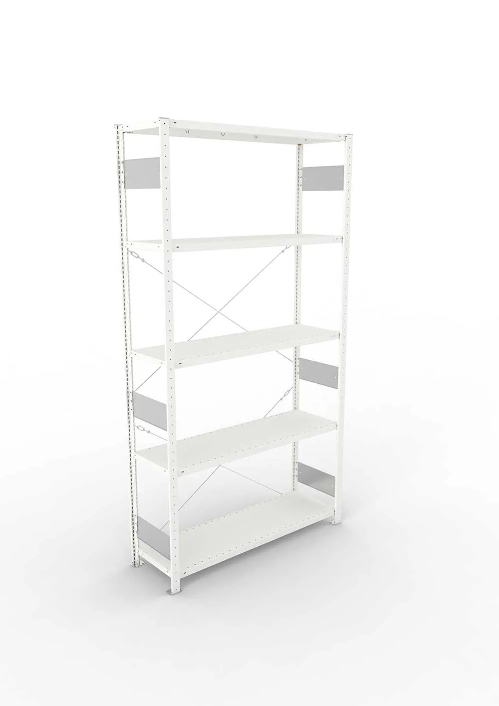 Metallregal Pro-Flex Stecksystem Grundregal – 250×130×40 cm, 230 kg, RAL 7035, 5 Böden