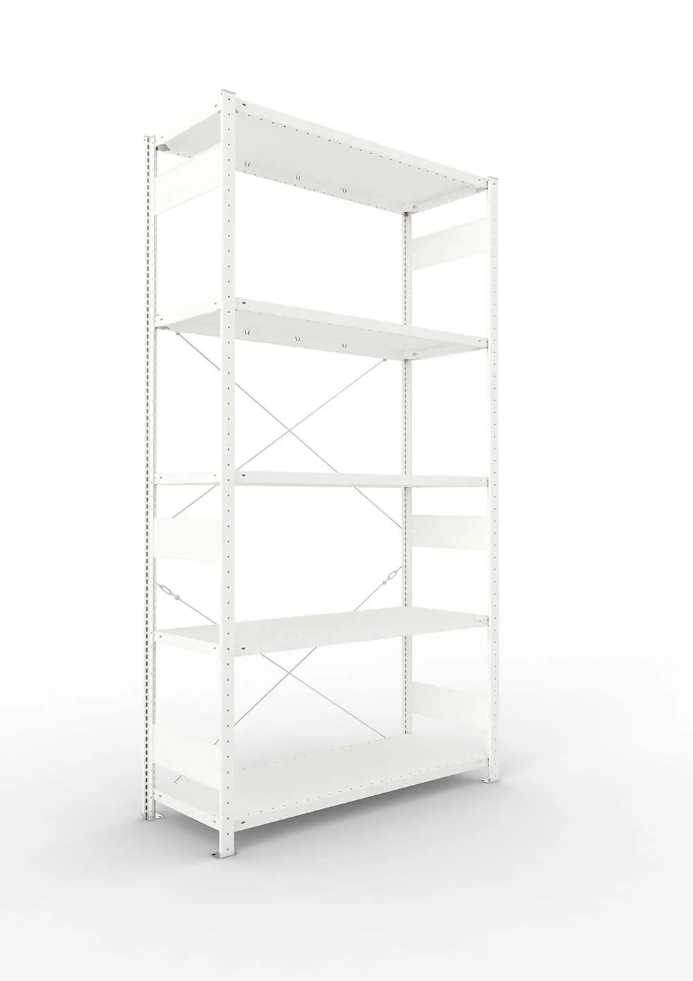 Metallregal Pro-Max Stecksystem Grundregal – 250×130×50 cm, 230 kg, RAL 7035, 5 Böden