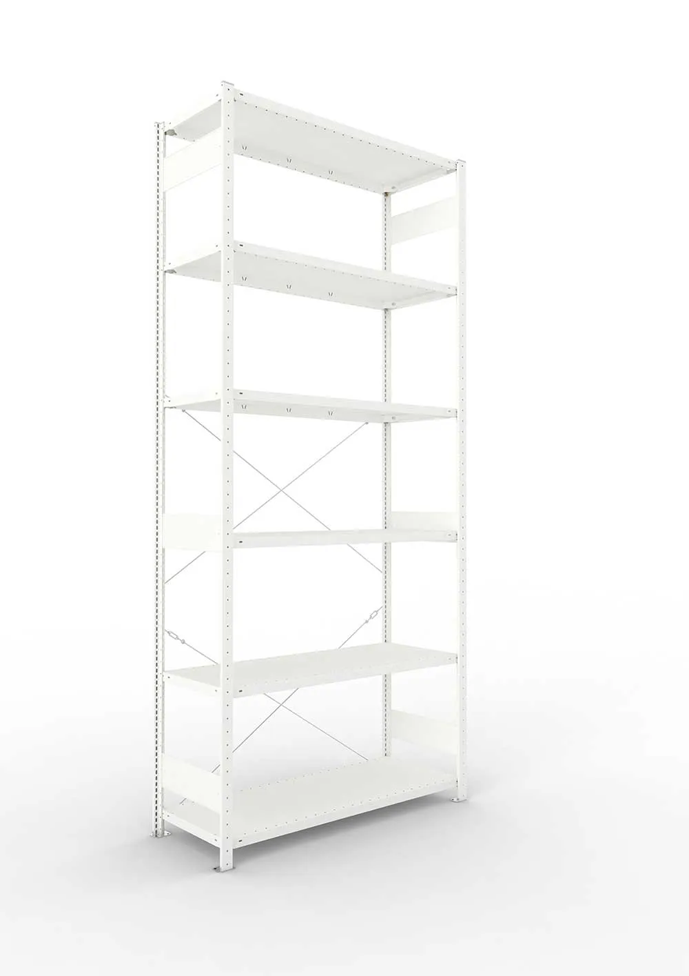 Metallregal Pro-Max Stecksystem Grundregal – 300×130×50 cm, 230 kg, RAL 7035, 6 Böden