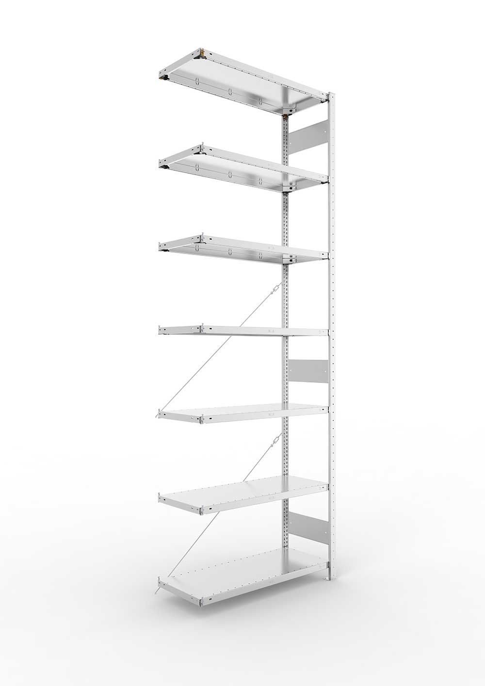 Metallregal Pro-Max Stecksystem Anbauregal – 300×100×40 cm, 150 kg, verzinkt, 7 Böden