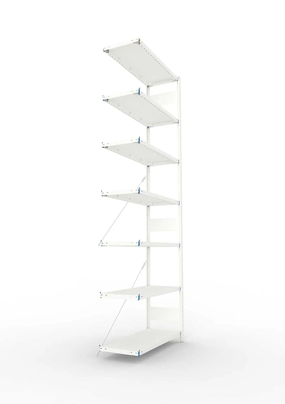 Metallregal Pro-Max Stecksystem Anbauregal – 300×100×40 cm, 150 kg, RAL 7035, 7 Böden