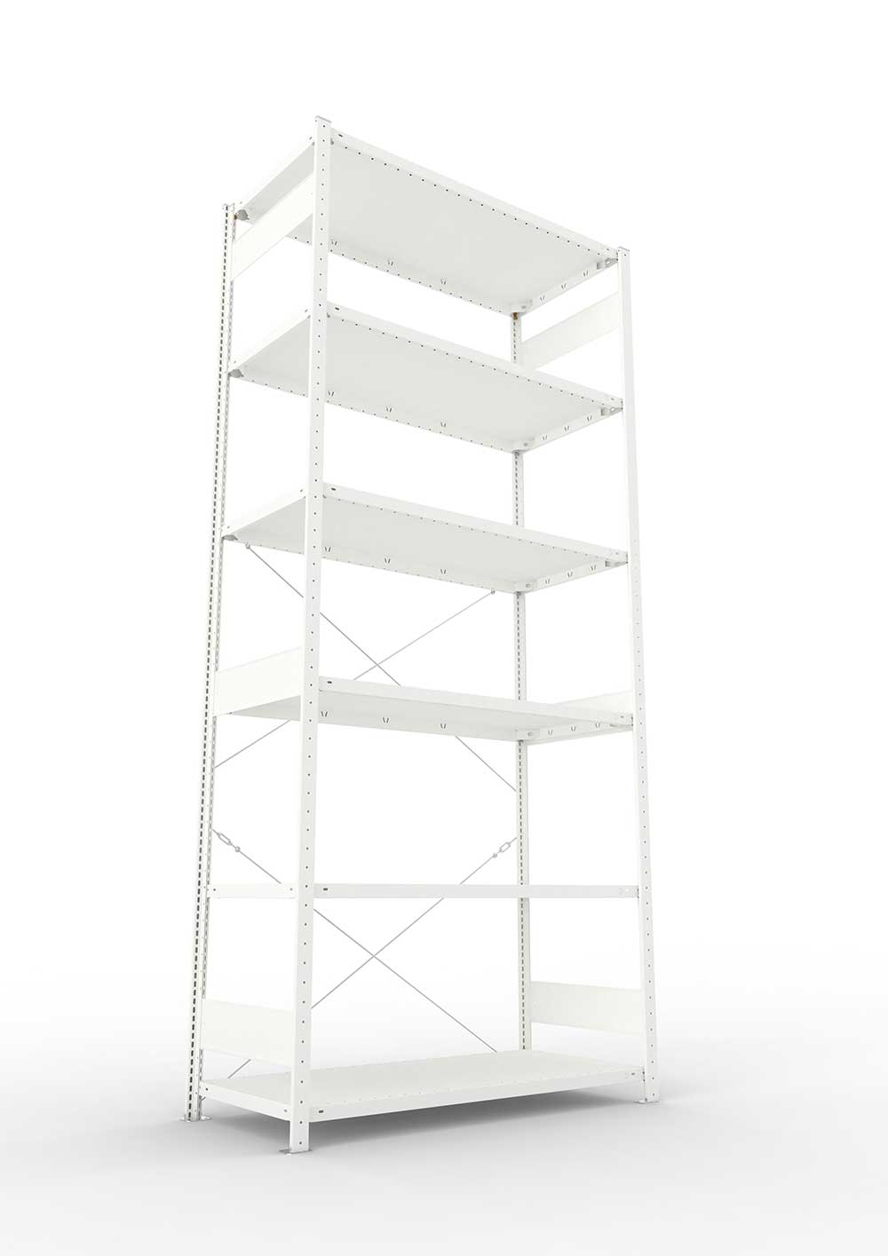 Metallregal Pro-Max Stecksystem Grundregal – 300×130×60 cm, 230 kg, RAL 7035, 6 Böden