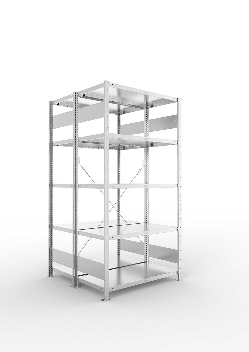 Metallregal Pro-Flex Stecksystem Doppelgrundregal – 200×100×50 cm, 230 kg, verzinkt