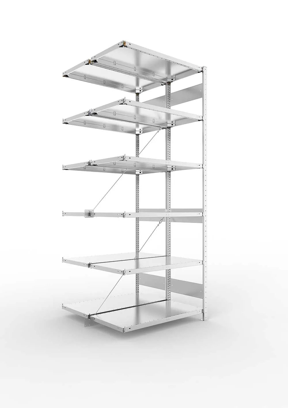 Metallregal Pro-Max Stecksystem Doppelanbauregal – 250×100×50 cm, 150 kg, verzinkt
