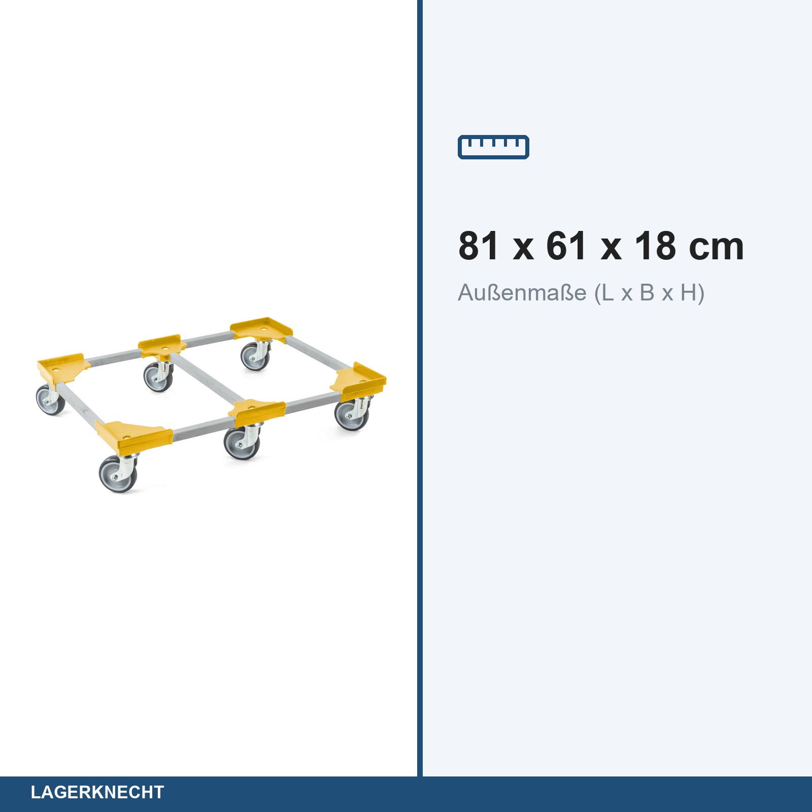 Transportroller VARIABLE - 800x600 - 1x unterteilt - Kunststoffräder 6 Lenkrollen Gelb