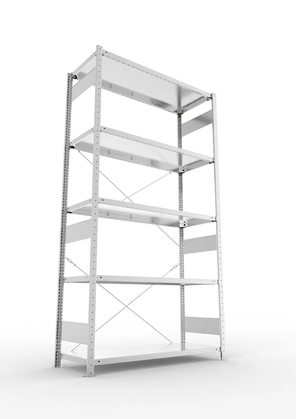 Metallregal Pro-Max Stecksystem Grundregal – 250×130×50 cm, 230 kg, verzinkt, 5 Böden