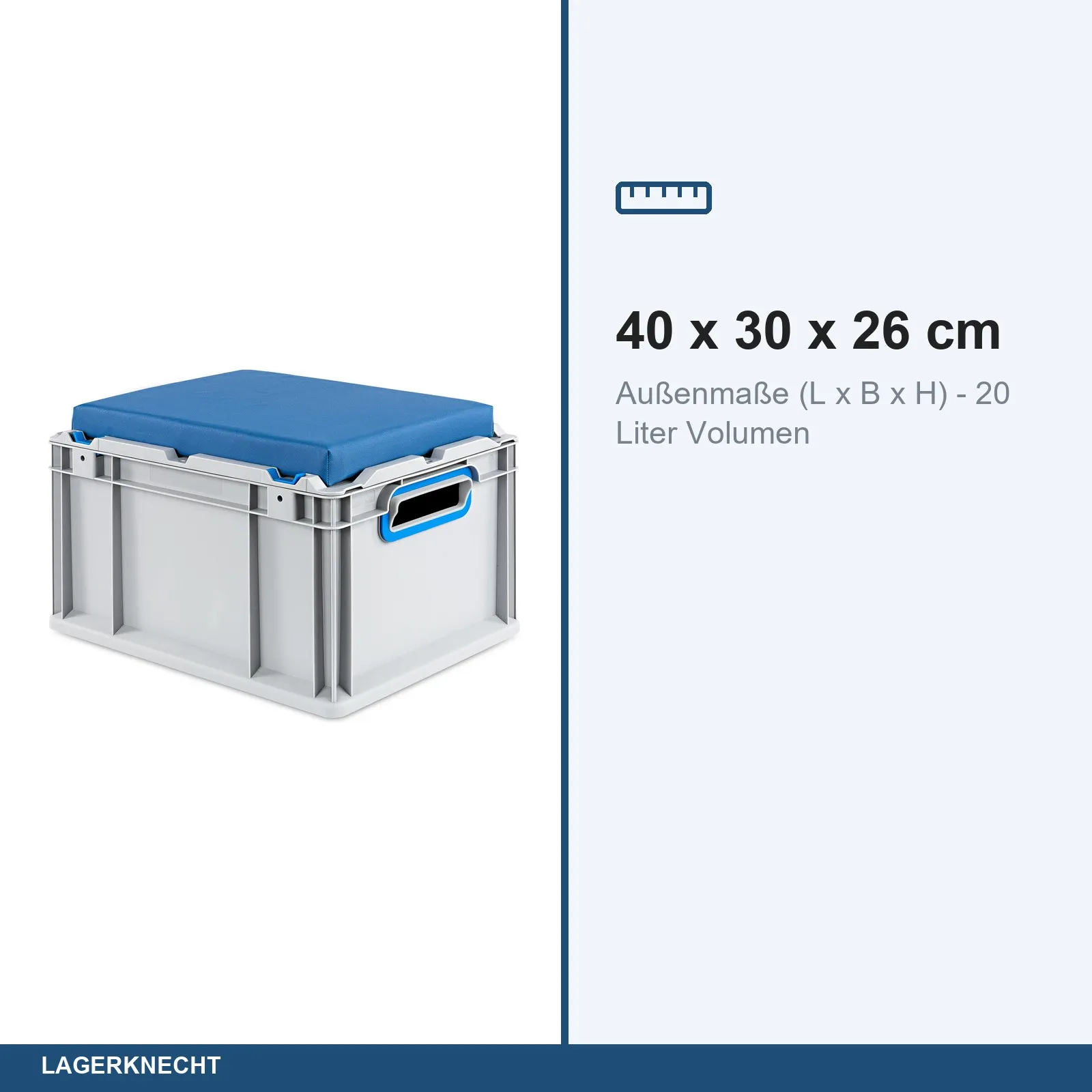 Seat Box 40x30x26 cm, NextGen, Griffe offen, blau