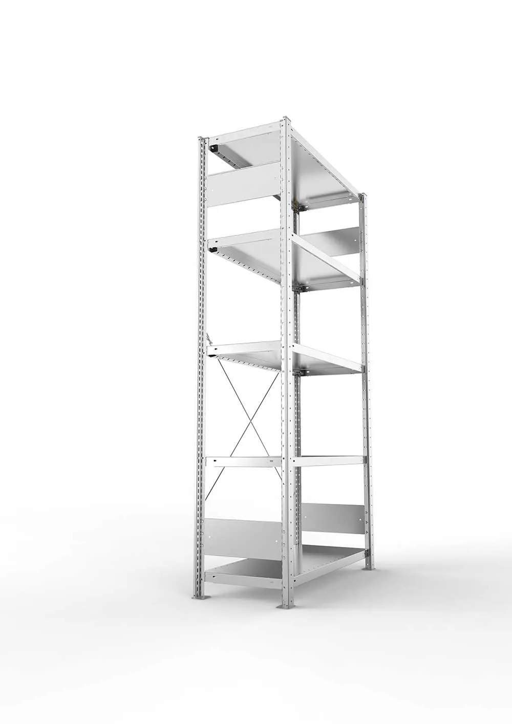 Metallregal Pro-Flex Stecksystem Grundregal – 200×100×40 cm, 230 kg, verzinkt, 5 Böden