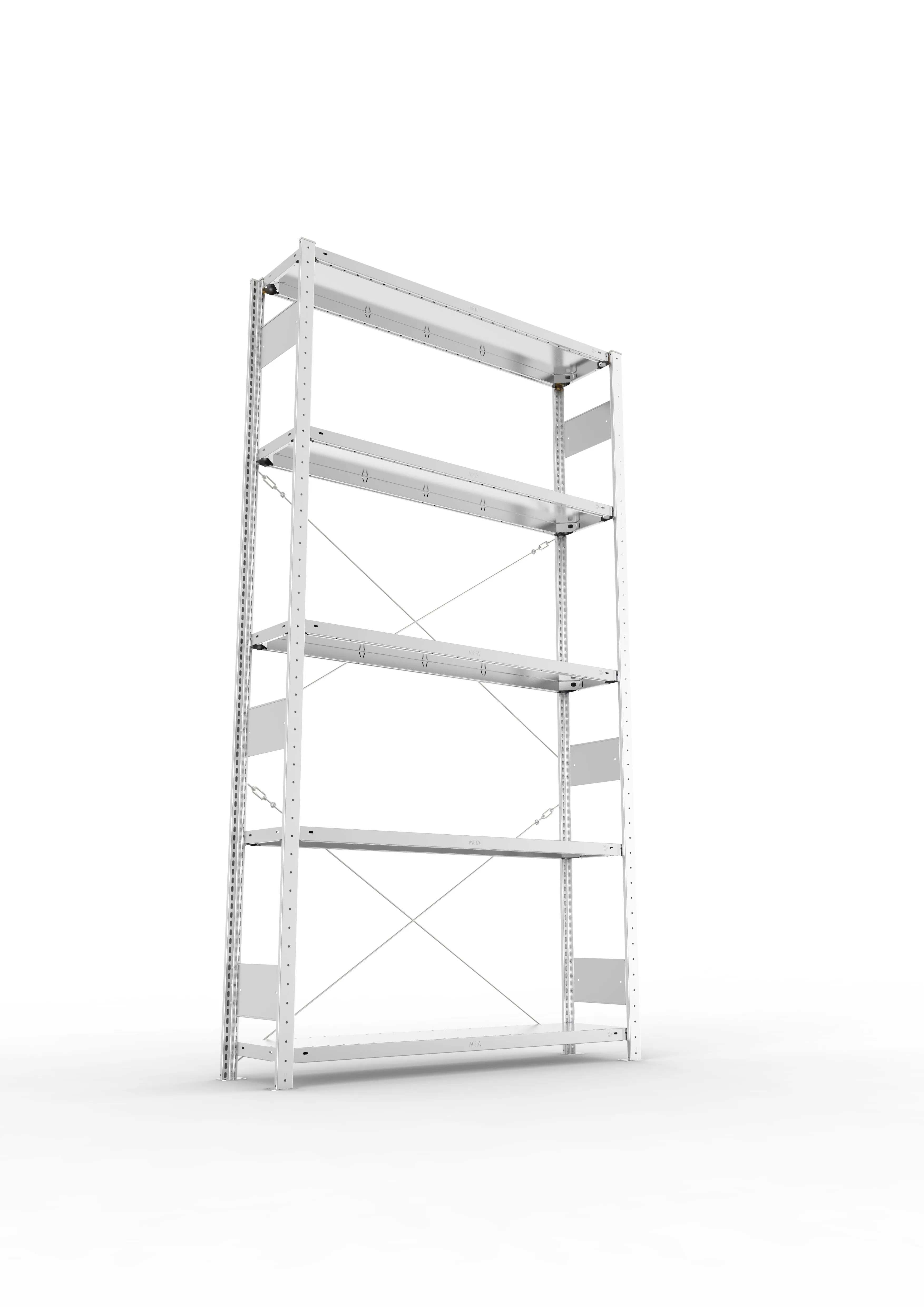 Schwerlastregal Pro-Flex Stecksystem Grundregal – 250×130×30 cm, 230 kg, verzinkt, 5 Böden