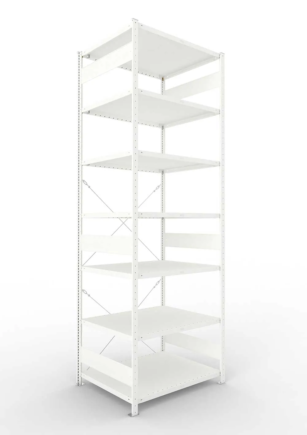 Metallregal Pro-Max Stecksystem Grundregal – 300×100×80 cm, 230 kg, RAL 7035, 7 Böden